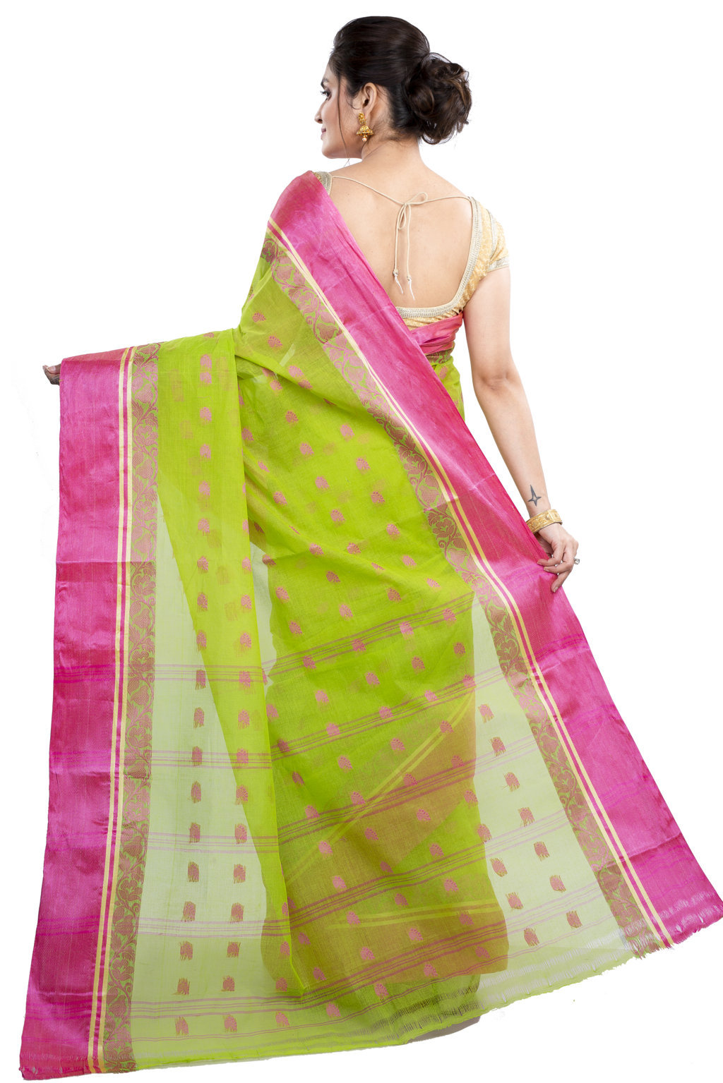 Green Pure Cotton Sukla_Velvet Tant Saree (797)